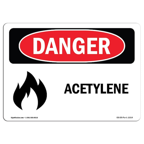 Safety Sign, OSHA Danger, 18" Height, 24" Width, Aluminum, Acetylene, Landscape, A-1824-L-1014